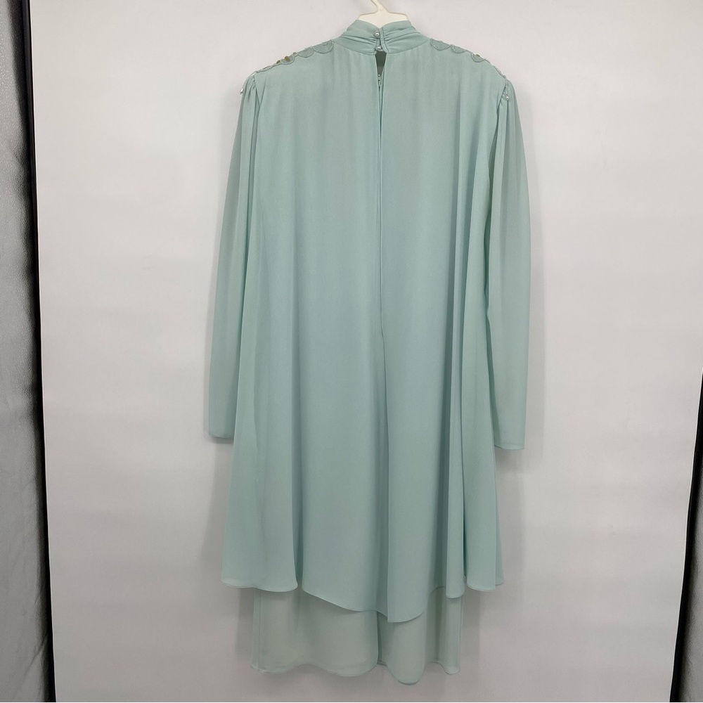 Vintage Ursula of Switzerland Formal Dress Sea Foam Blue Green Mother Of Bride - Picture 3 of 14